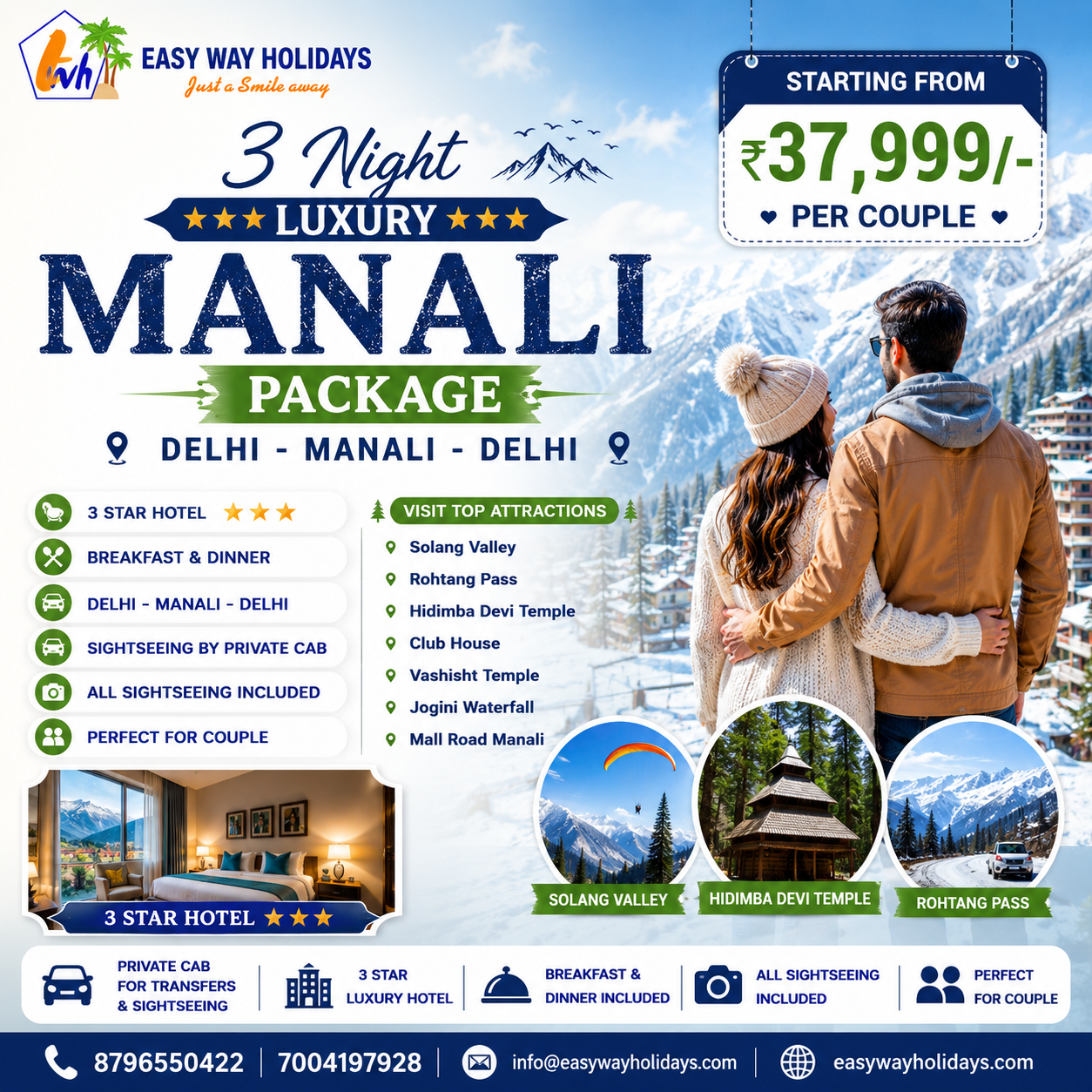 3 Nights Manali Luxury Package with Private Cab from Delhi