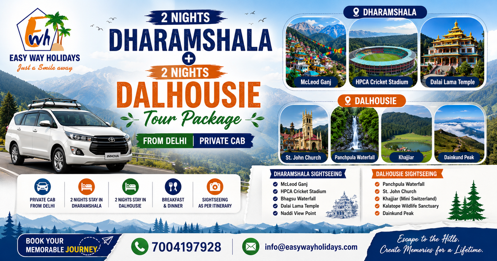 5 Days 4 Night Dharamshala Dalhousie Package tour package banner