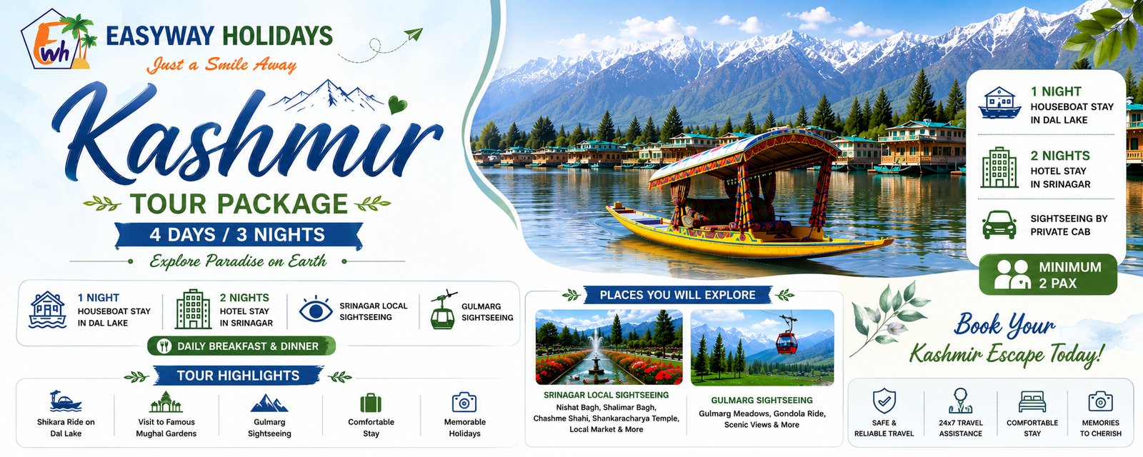 4 Days 3 Nights Kashmir Package tour package banner