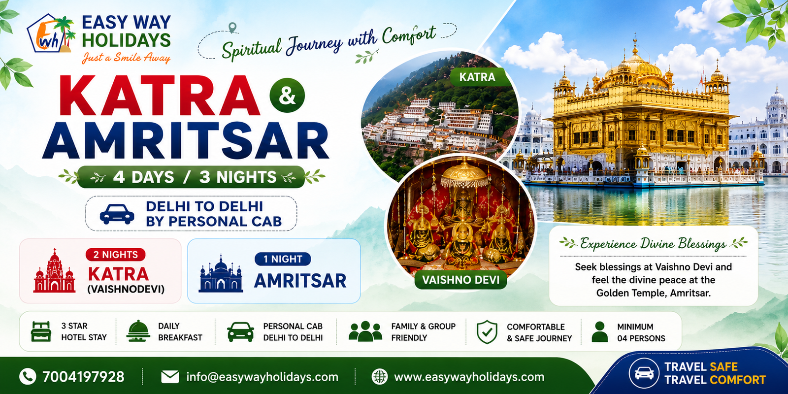 4 Days 3 Night Shri Veshno Devi Golden Temple Package tour package banner