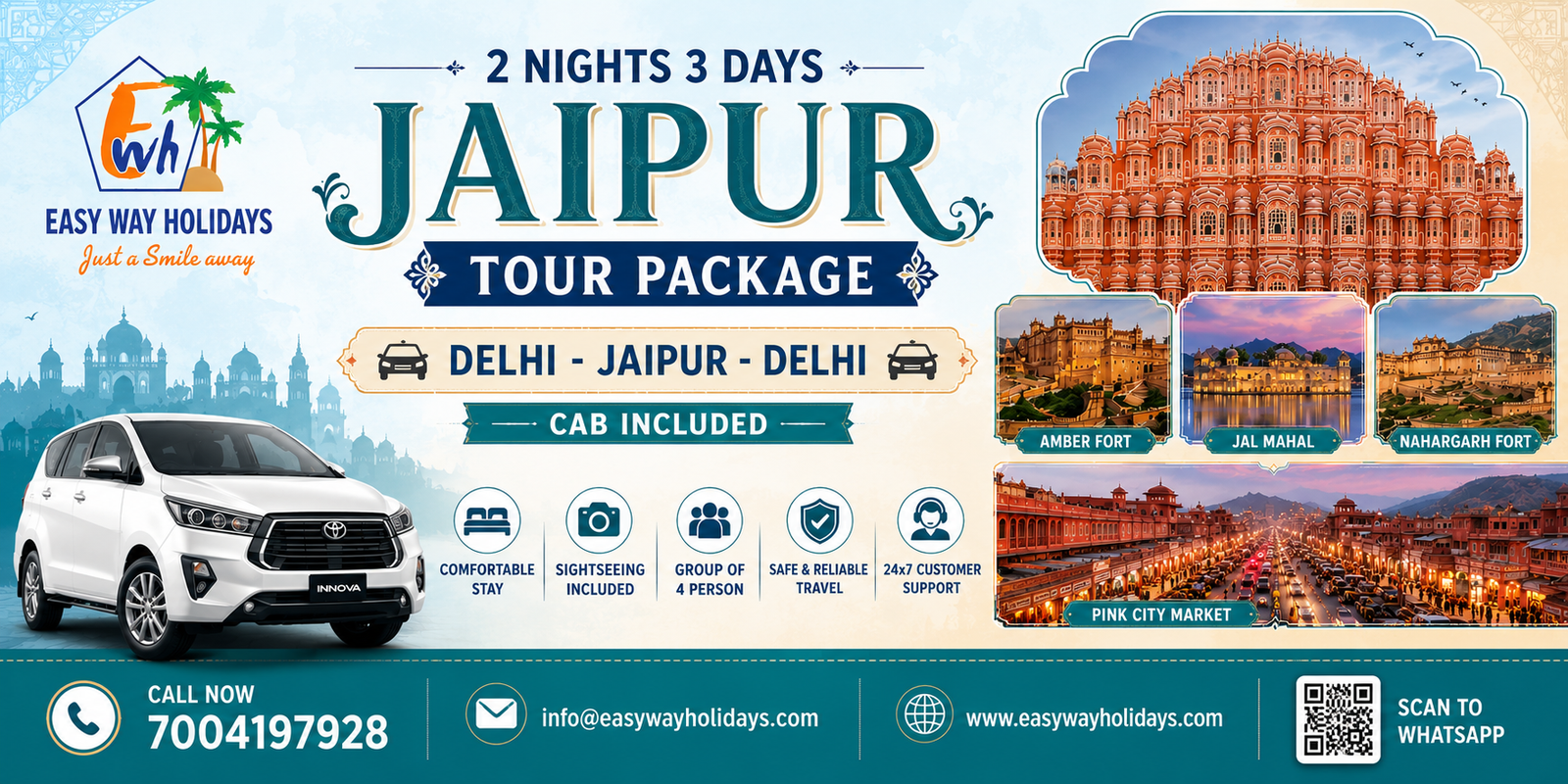 3 Days 2 Night Jaipur Package With Private Cab tour package banner