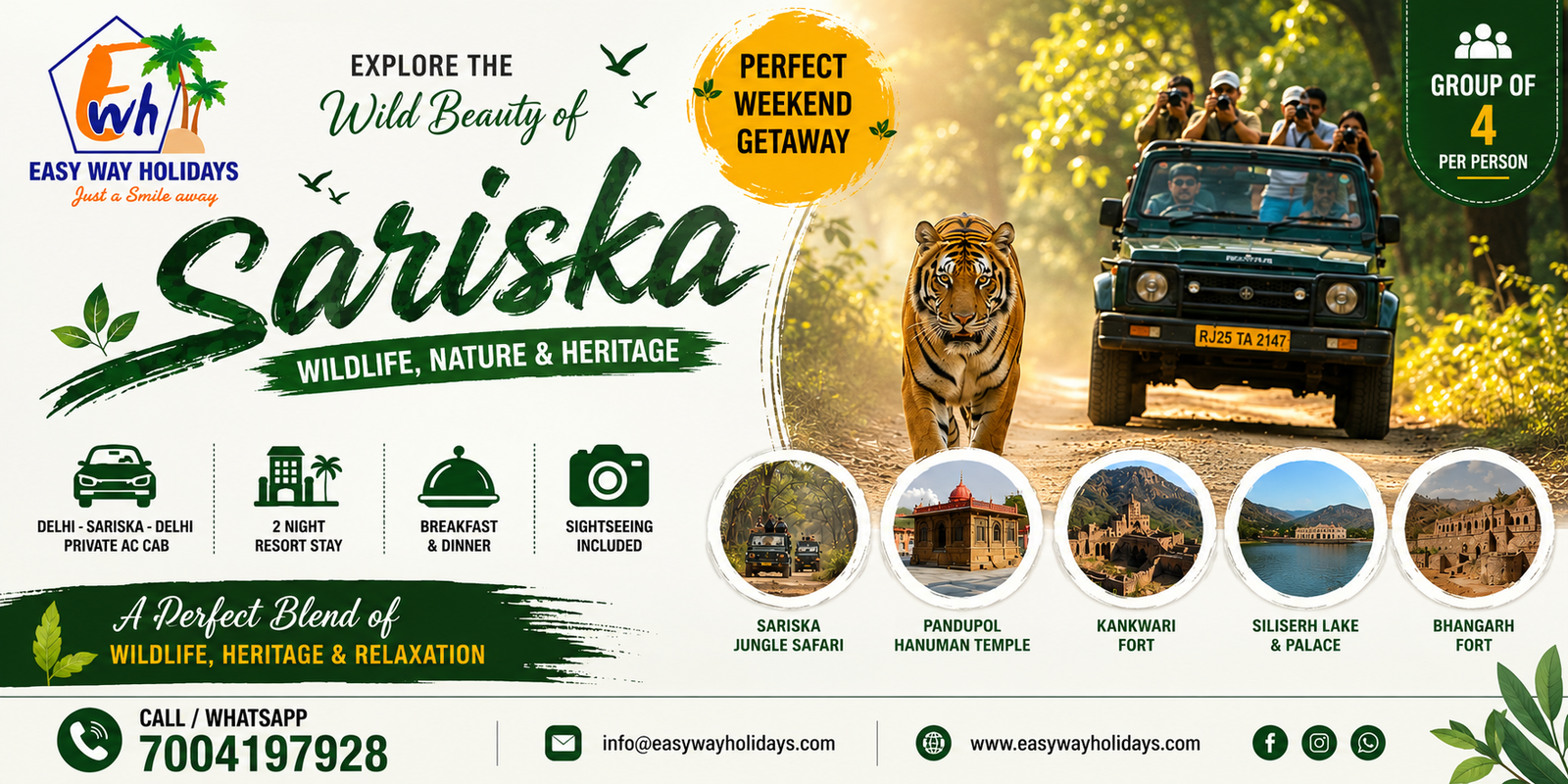 3 Days 2 Night Sariska Jungle Safari tour package banner