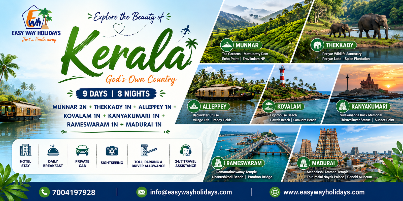 9 Days 8 Night Kerala Package with Rameshwaram tour package banner