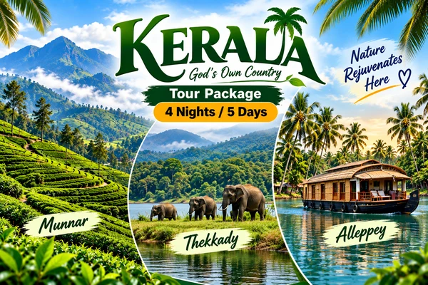 Kerala 4 Nights 5 Days Tour Package with Munnar, Alleppey and Thekkady by Easy Way Holidays