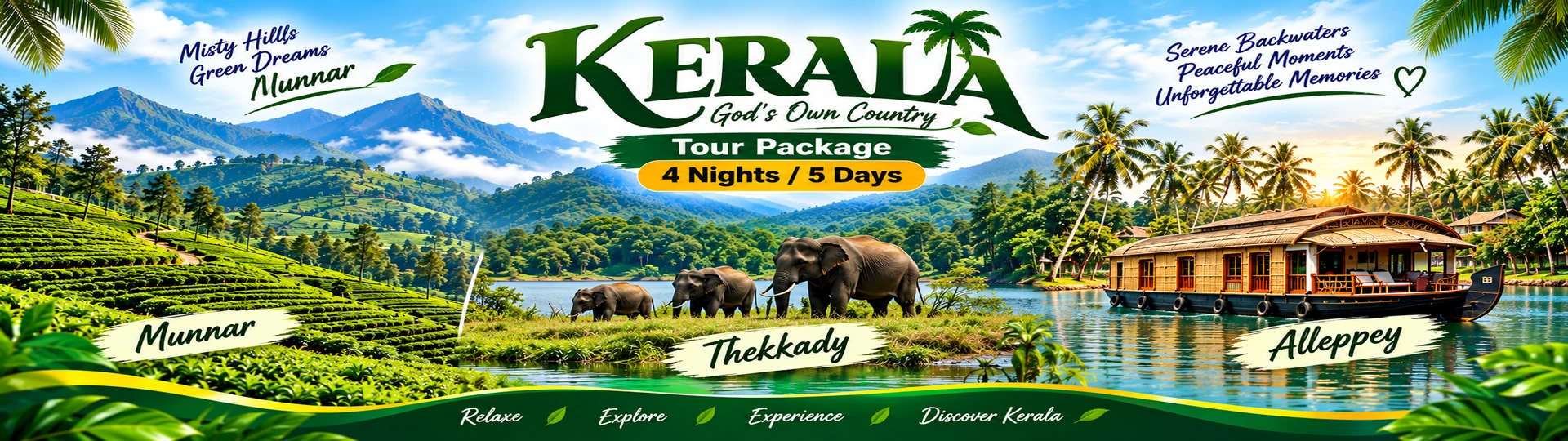4 Nights 5 Days Kerala Package tour package banner